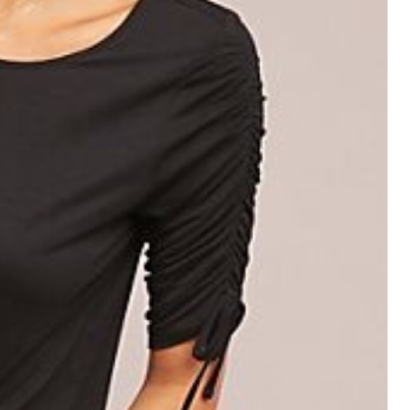 NWT Anthropologie Black Slinky Ruched Top - Picture 2 of 5